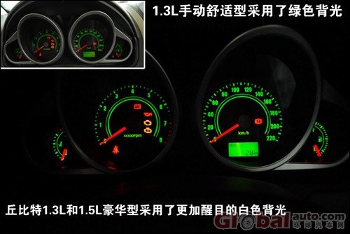 丘比特的三幅式方向盘大小很合适,手感不错,而1.3l和1.5l豪华高清图片