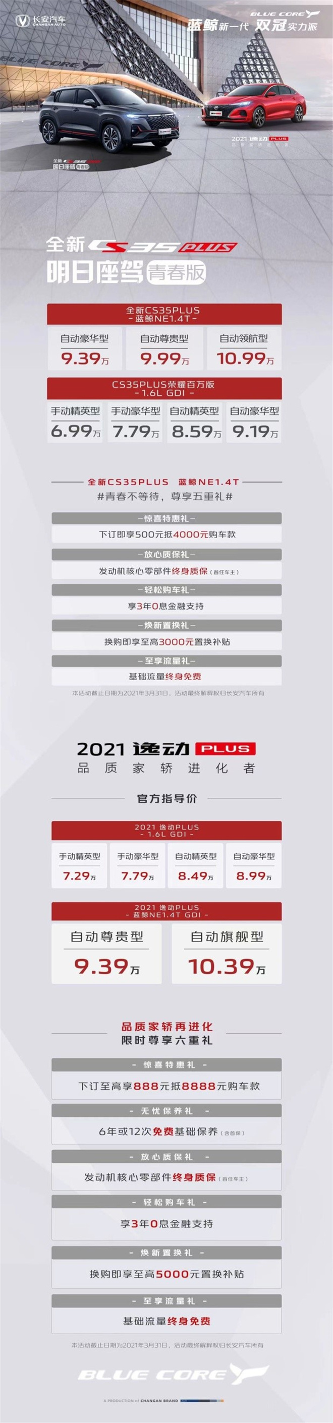 长安CS35PLUS&2021款逸动焕新PLUS双车齐发上市