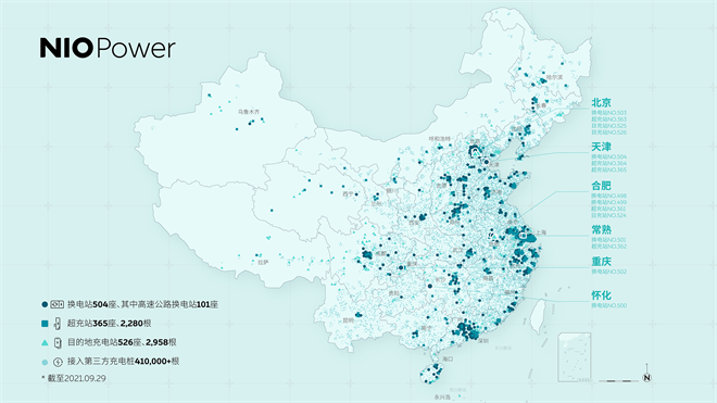 国庆前蔚来换电站总数突破500座