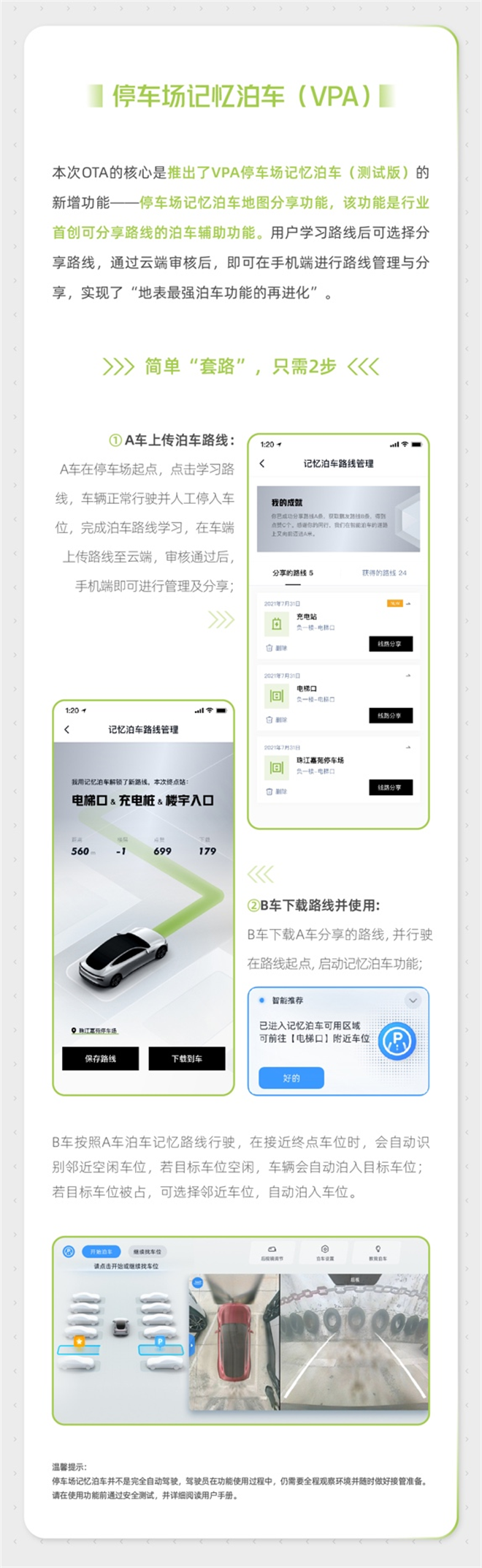 小鹏P7迎OTA 停车场记忆泊车新增路线分享功能
