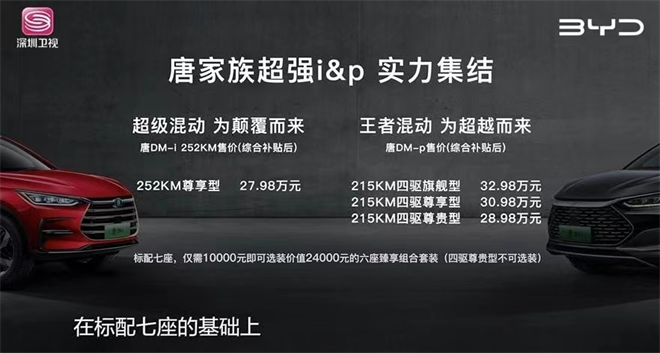 售价28.98万起，混动SUV唐DM-p上市