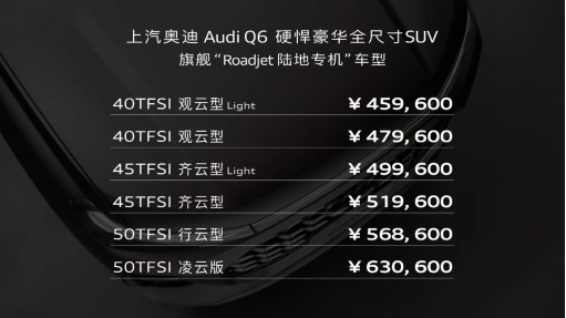 售45.96 – 63.06万元，上汽奥迪Q6正式公布预售价格